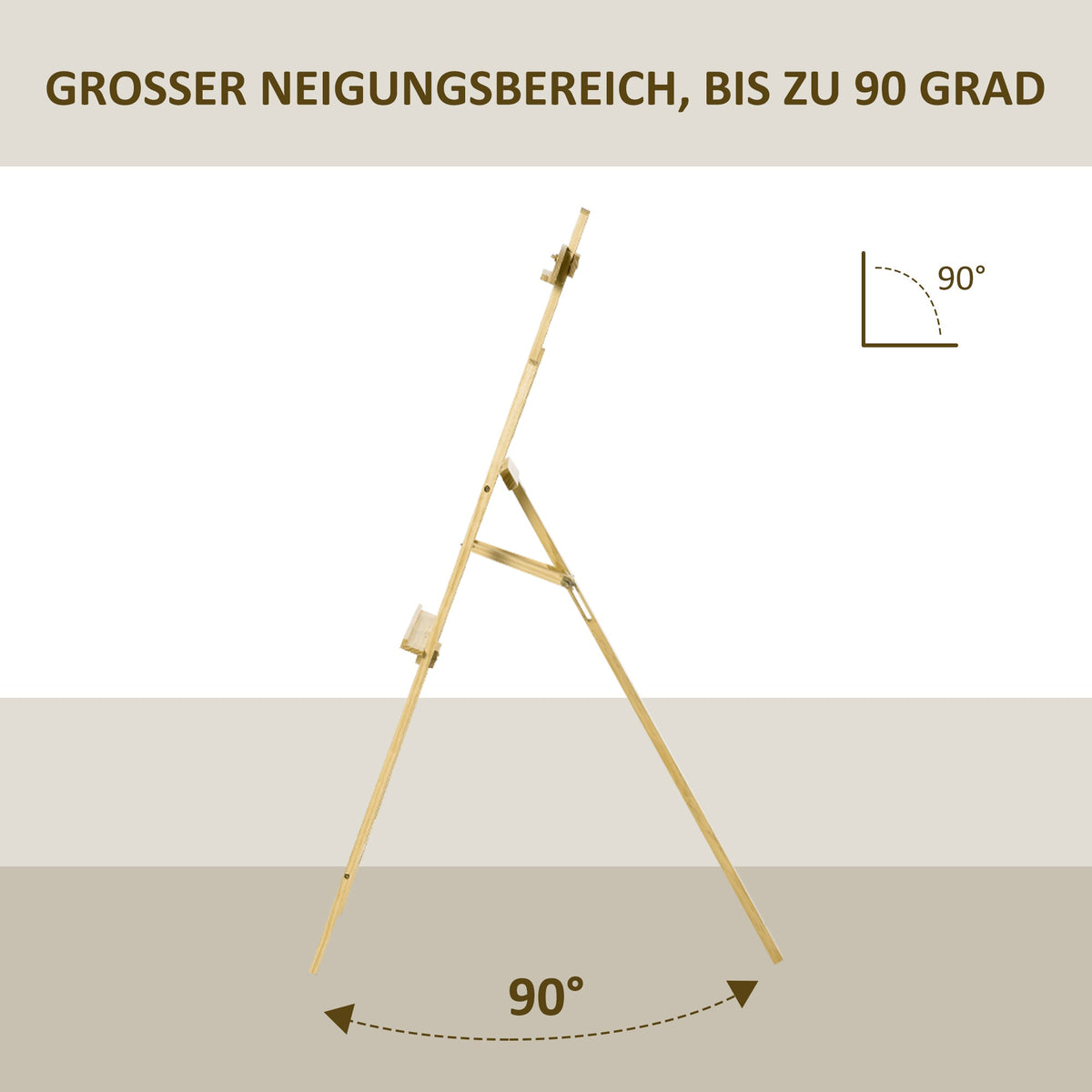Easel, Studio Adjustable 90°, Pinewood