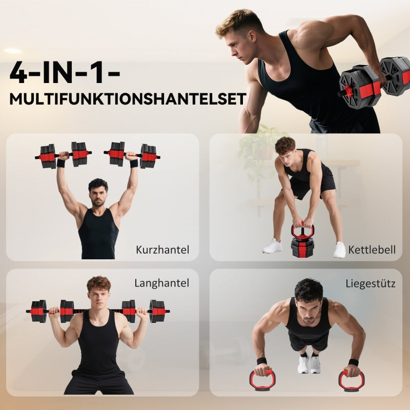 Dumbbell Set 4-in-1 Adjustable 20kg with Barbell