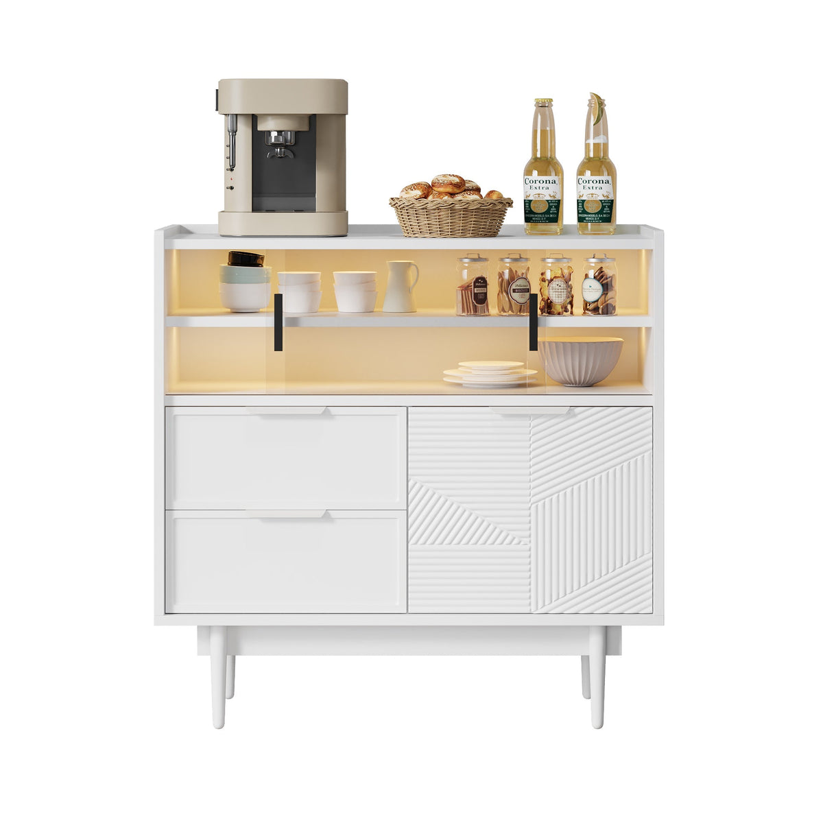 Sideboard 80cm Wide Light Strip Glass Door