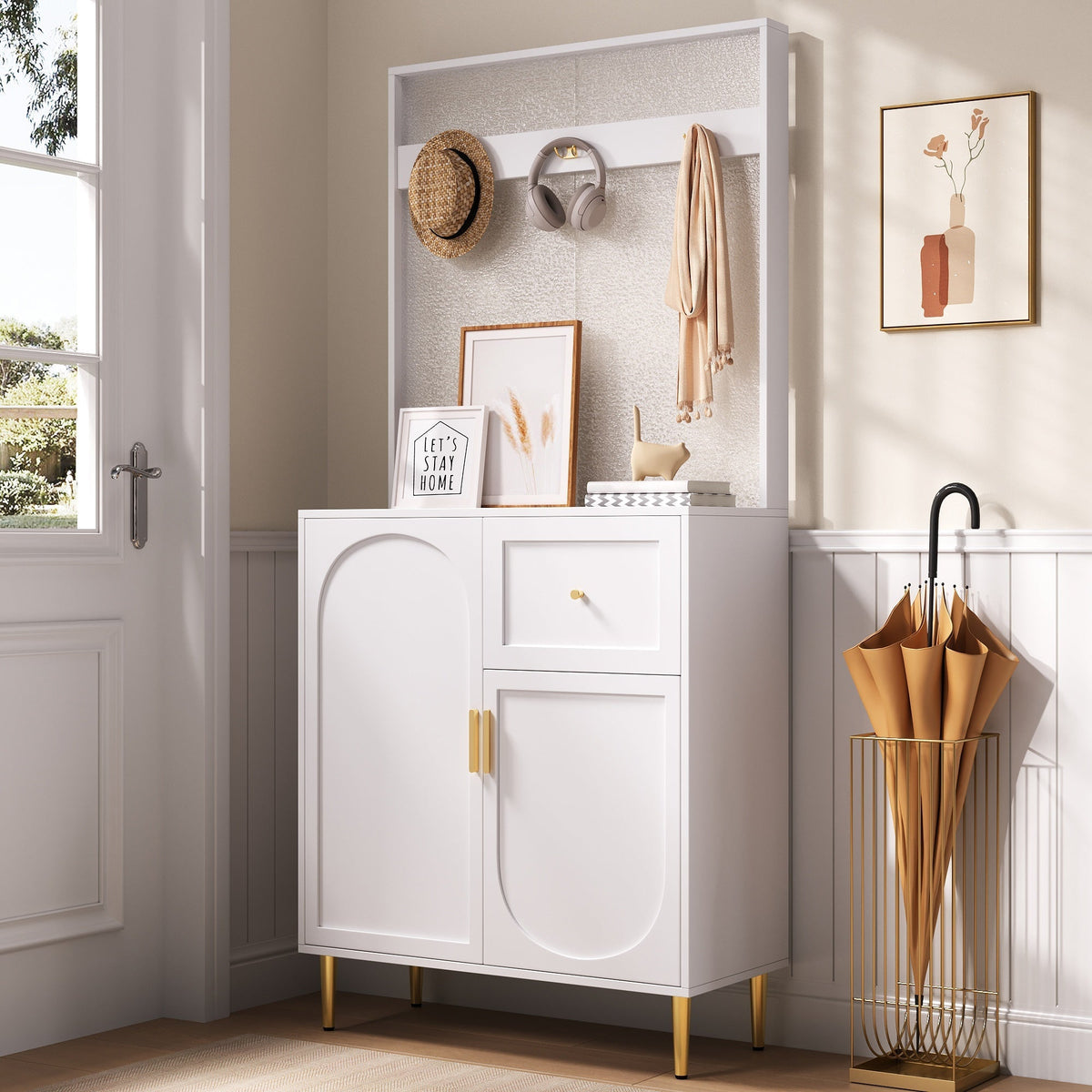Wardrobe Set, Compact Hallway Cupboard with Shelf & Shoe Storage, 80x175.5x35 cm