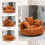 Lazy Sofa High Back Bean Bag Chair Couch, Durable Comfort Indoor/Outdoor, Orange Chenille