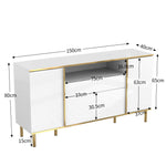 Sideboard, Chest of Drawers with 1 Drawer, High-Gloss White