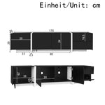 TV Stand Low Cabinet with LED Light Strip, Black/White
