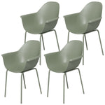 Garden Chairs Set of 4 with Backrest Armrests Weatherproof - Plastic/Metal Green