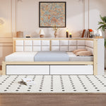 Sofa Wooden Bed, 140x200 Multifunctional with Storage Drawer, Pine Wood
