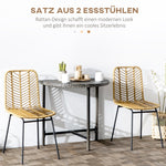 Dining Chair Set of 2 with Rattan Look, Steel, Yellow