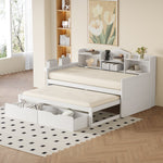 Sofa Bed 90*200, Pull-Out 90*190, 2 Drawers, Storage, USB Socket, Wooden, White
