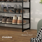 Small Shoe Rack, Tall Narrow 5-Shelf, Black