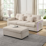 Sofa, Modern LED Combination with Cloud-Like Seating, 3-Seater + Ottoman, Modular L-Shaped