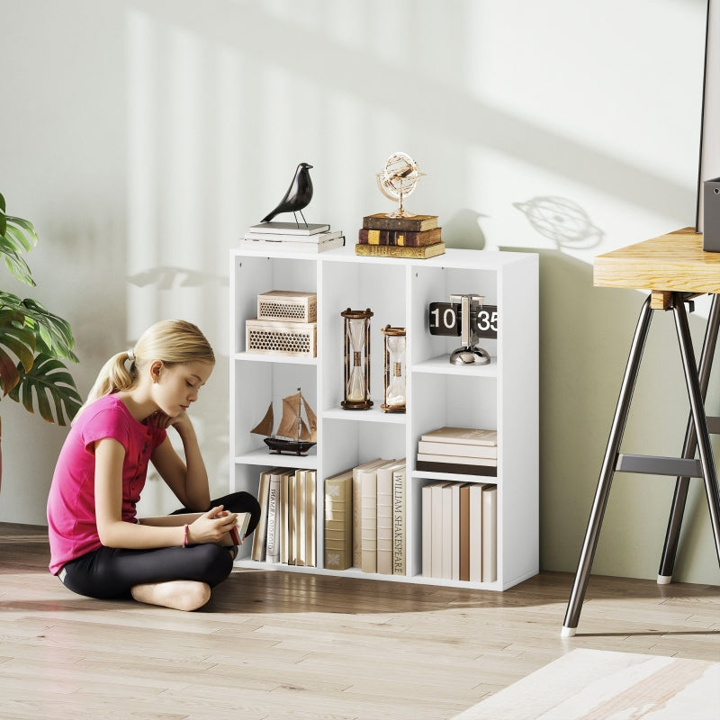 Bookcase, 8-Tier Standing Storage Shelf, White