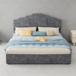 Modern Soft Bed with Mattress & Storage, 160x200cm, Gray