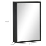 kleankin Mirror Cabinet, 3-Tier Bathroom Medicine Wall, Black