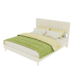 Upholstered Bed 160x200cm with Soft Headboard & Mattress, Beige