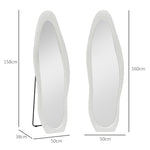 Full Length Mirror, 50 x 160 cm, Irregular Wavy, White Velvet