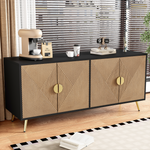 Sideboard, 160 cm, Four Doors, Golden Brushed Handles, High-Gloss Table Legs