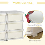 Plastic Storage Box, 6 Drawers, Toy Organizer, Cream White