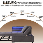 Upholstered Sleeper Sofa, 3-in-1 Multifunctional LED USB Ports, Linen Fabric