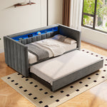 Multifunctional Sofa Bed 90x190cm, Pull-Out & Storage, Gray Velvet