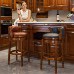 Bar Stools 360° Swivel with Backs Counter/Bar Height - Cow Top Leather & Wood