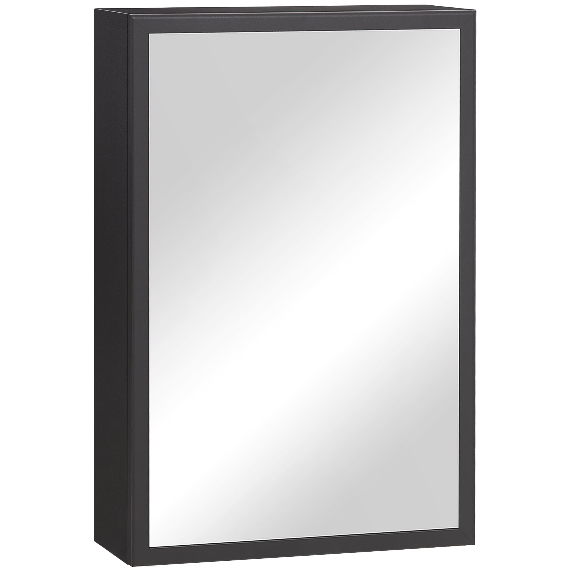 Wall-Mounted Mirror Cabinet, 3 Shelves 40x15x60 cm, Black
