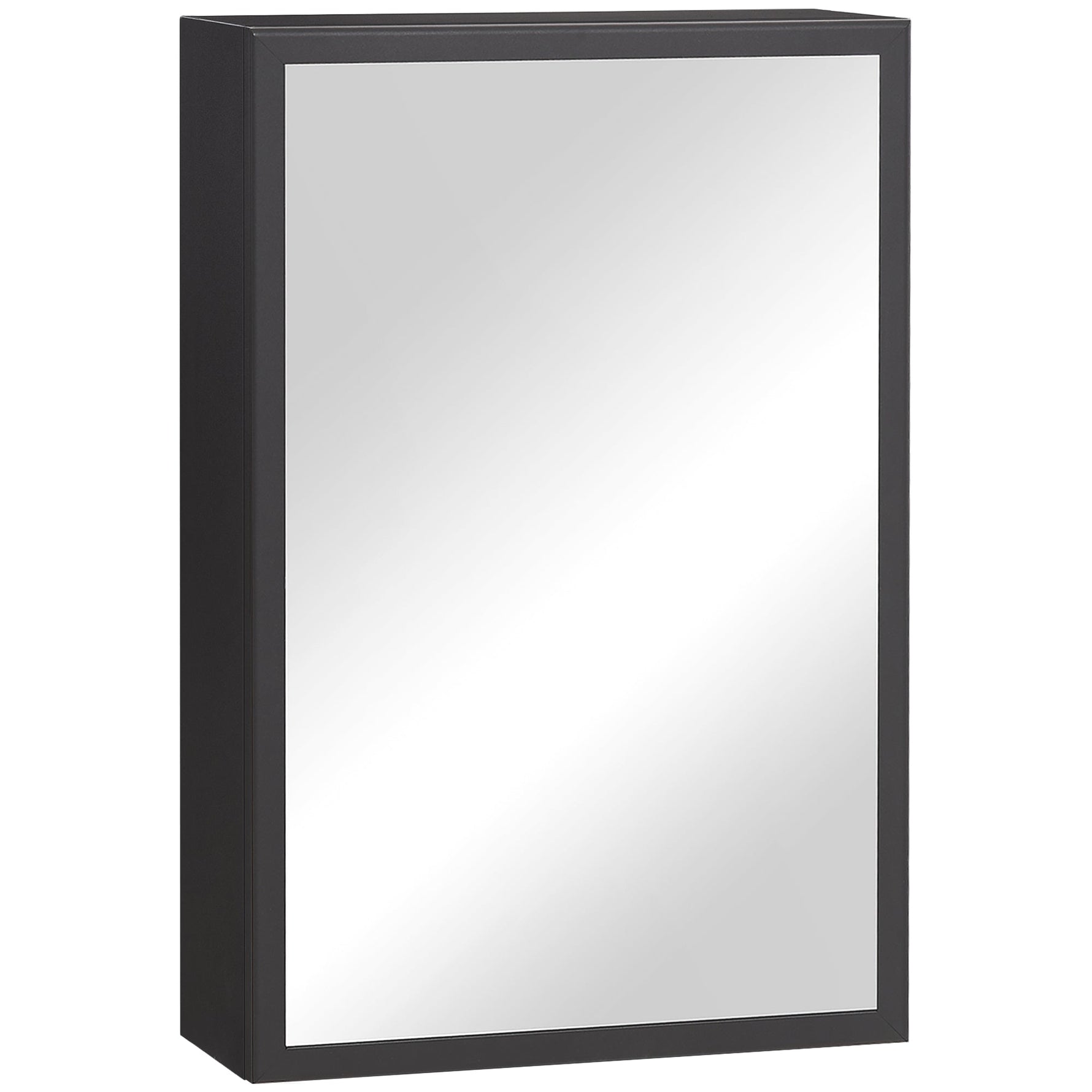 Wall-Mounted Mirror Cabinet, 3 Shelves 40x15x60 cm, Black