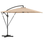Cantilever Parasol Ø260 cm UV 50+ Water-Repellent Tiltable with Crank & Stand, Khaki