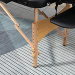 Folding Portable Massage Table, Adjustable Headrest, Faux Leather & Wood, Black
