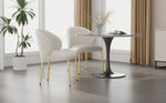 Dining Chairs Set of 2 with Gold Legs, Beige Chenille