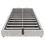 Upholstered Bed, 140x200cm, LED Light, Hydraulic Floating, Beige