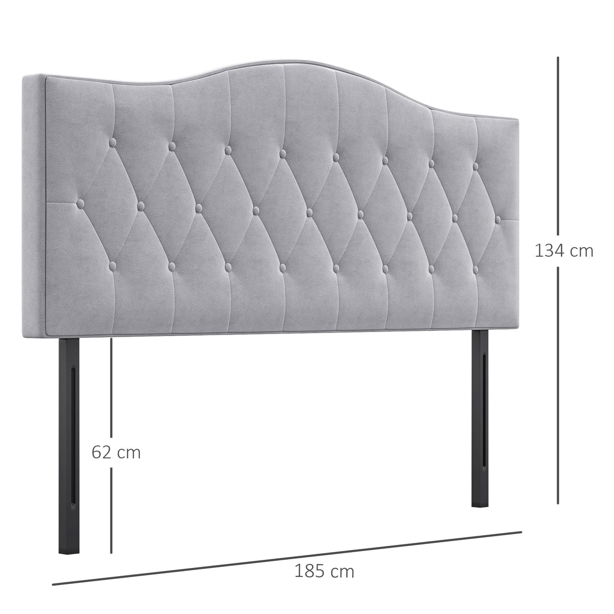 Headboard Upholstered Modern Design, Grey