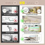Modern Hydraulic Double Bed 180x200cm LED Storage - Beige Linen