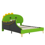 Children's Bed 140x200cm Dinosaur Shape PU - Green