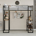 Iron Frame Bed, L-Shaped Desk, Railing & Reversible Stairs, Metal