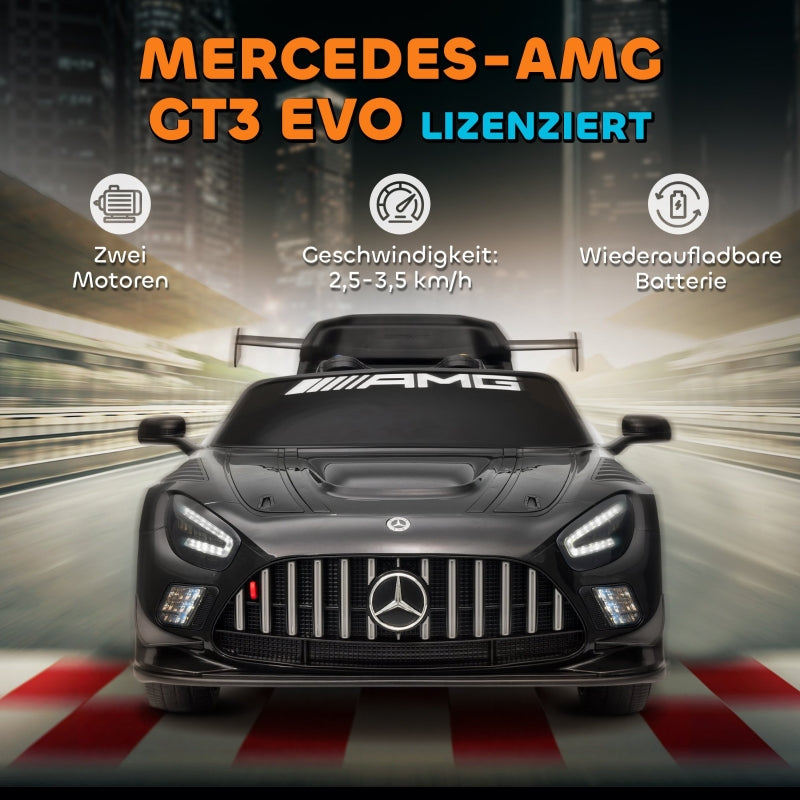 Mercedes Electric Ride-On Car with 12V Battery and LED Lights, Black
