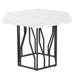 Hexagonal Dining Table Modern Marble Coffee Table Black Metal Base