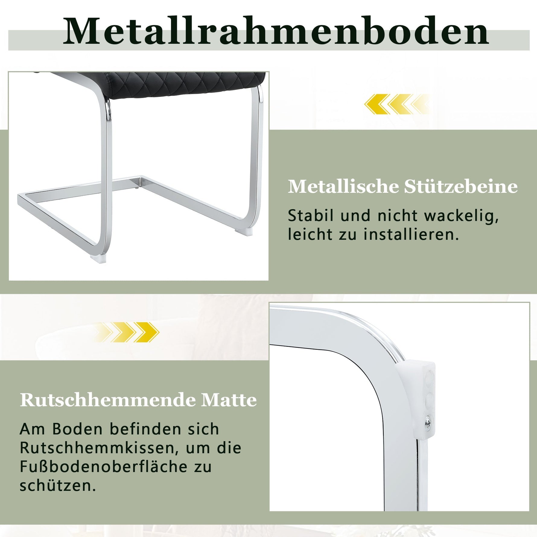 Dining Chair Set of 2, High Backrest and Padded Seat with Metal Frame, Black Diamond Pattern