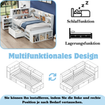Children's Bed 90x200cm with Drawers & Bookshelf, White