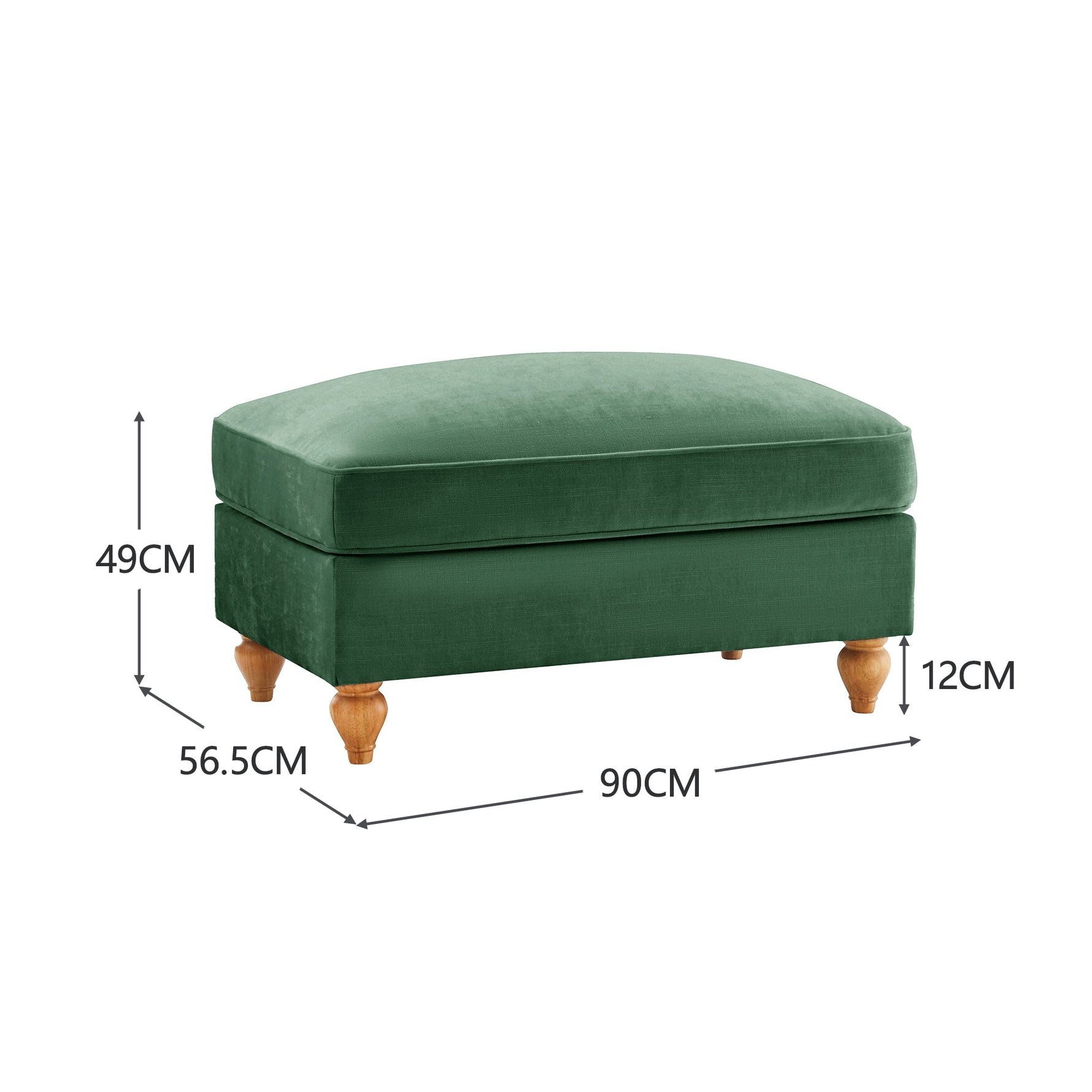 Windsor Stool with Removable Ruffle Skirt and Chenille Fabric, Green
