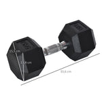 Hexagon Dumbbell, Knurled Handle, Rubber, Black