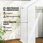 Greenhouse, Roll-Up Door, Window, Shelves, 143x74x190cm, White