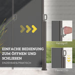 Side Awning Extendable Opaque Privacy Screen, 300x180cm, Dark Gray