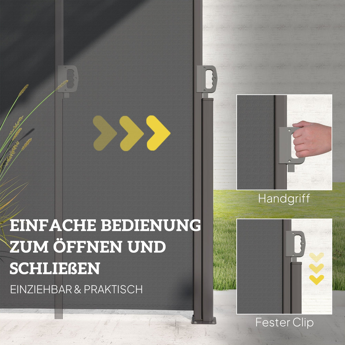 Side Awning Extendable Opaque Privacy Screen, 300x180cm, Dark Gray