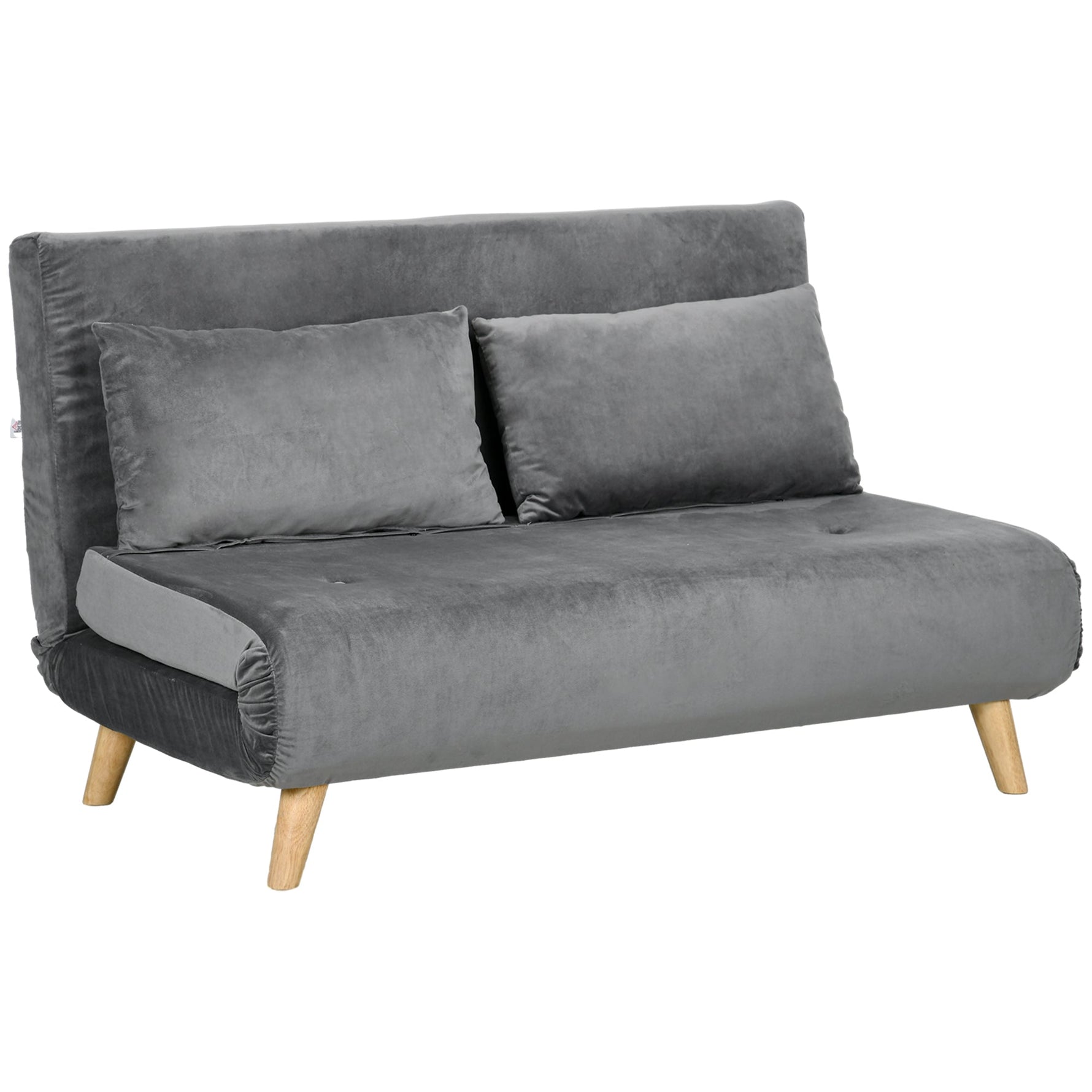 Sofa Bed 2-Seater Foldable Adjustable Backrest, Grey Velvet
