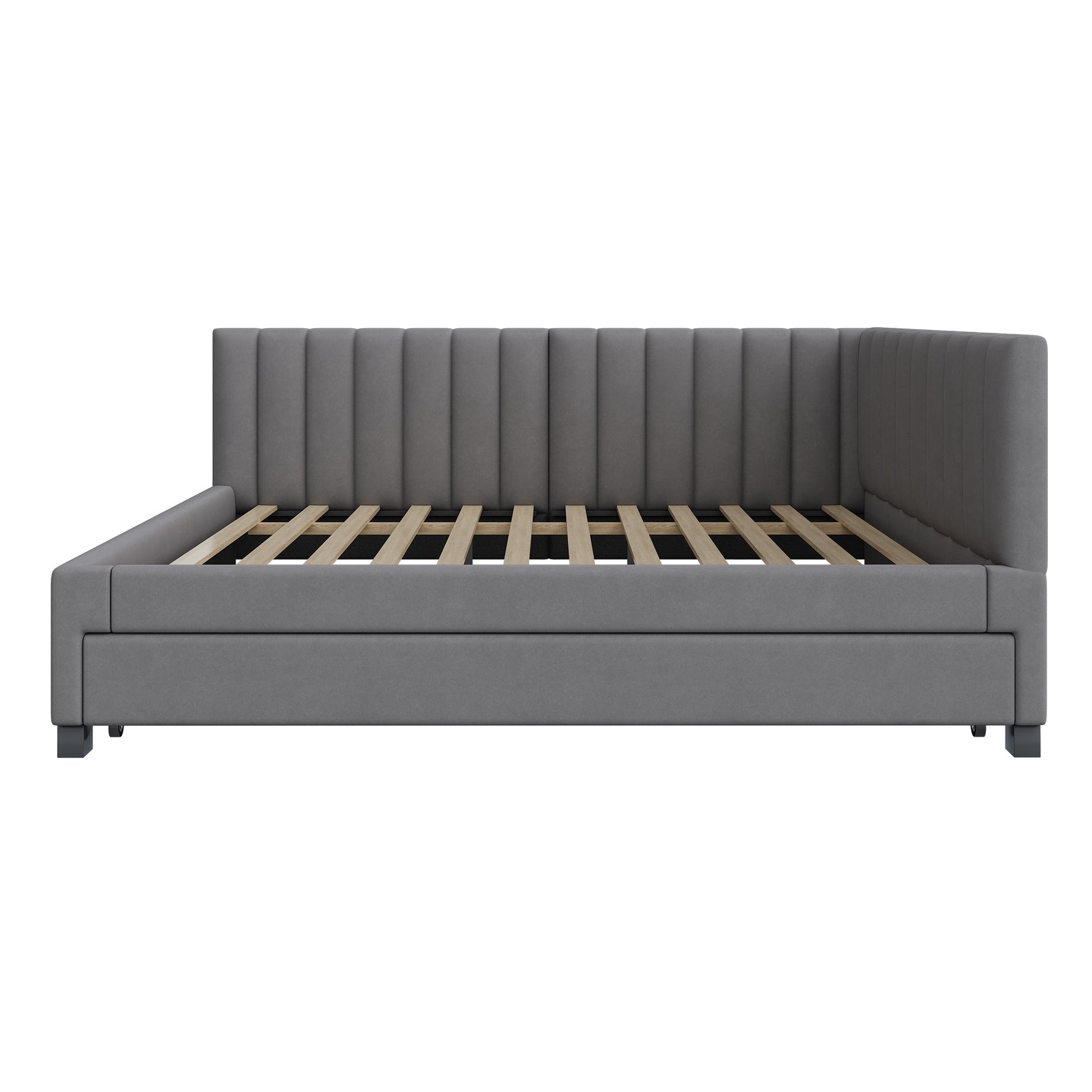 Upholstered Bed 140*200, Pull-Out Sofa Bed, Multifunctional, Velvet Gray