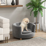 Dog Sofa, Washable Pet Sofa, Wooden Legs, Grey