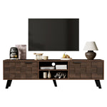 Modern TV Cabinet 2 Doors 2 Open Compartments 160.5cm - Dark Wood Grain
