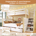 Iron Bunk Bed with Ladder & Storage, 120x200cm, Black Iron & MDF