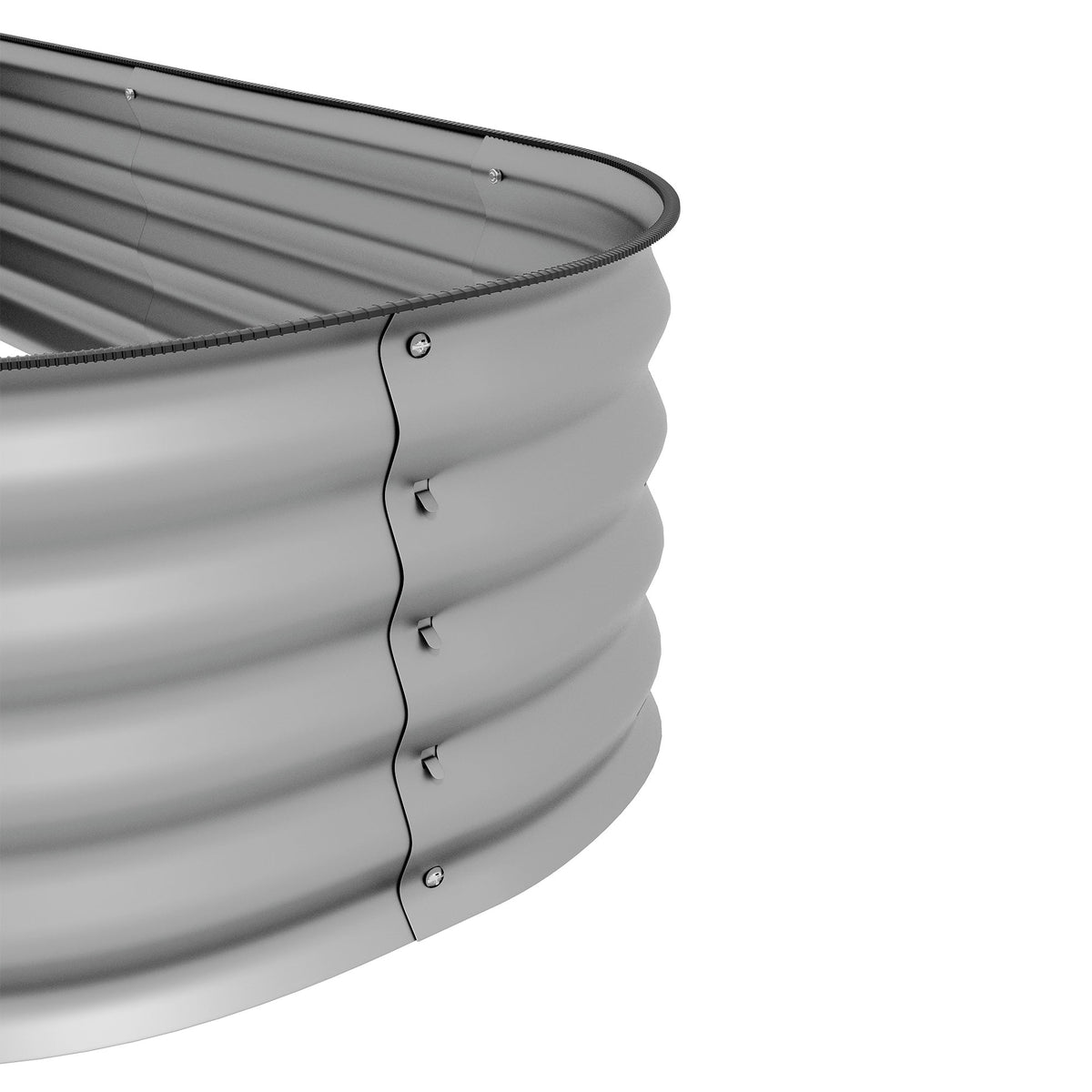Raised Metal Planter Box 195x62x30cm Open Bottom DIY Flower Box, Silver