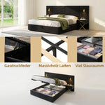 Adjustable Bed Frame with Storage Benches & LED Lights, Velvet
