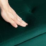 Luxury Upholstered Bench, Storage Armrests Chest, Velvet Polyester Rubberwood Green